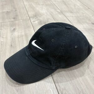 Nike Black Cap with White Swoosh Logo